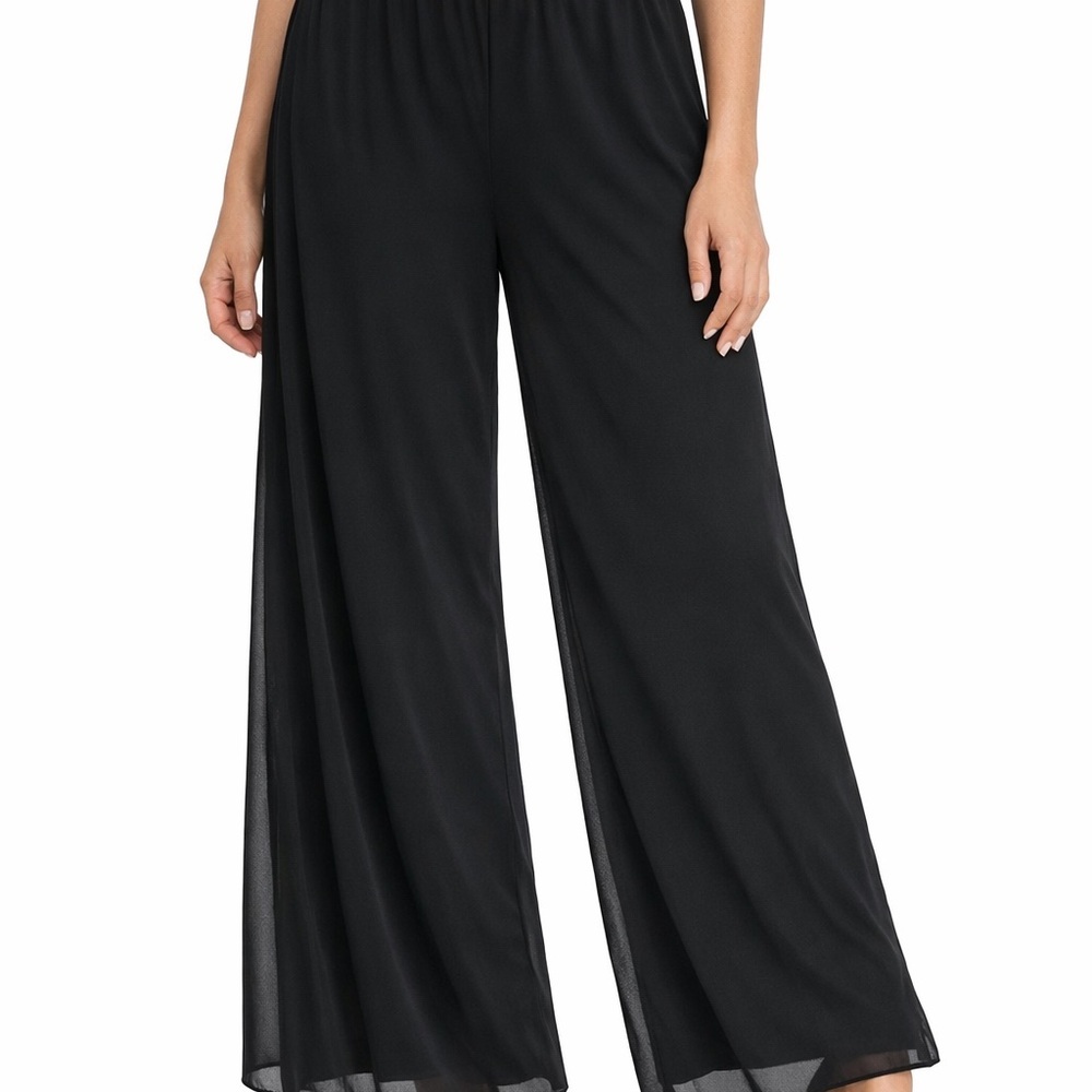 🖤MSK Black Wide-Leg Sheer Palazzo Pants Size L